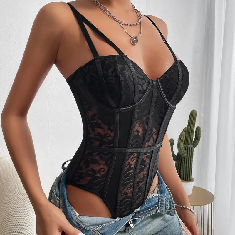 Vilma Bodysuit met geborduurd korset